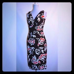 American Living Brown White Floral Print Dress